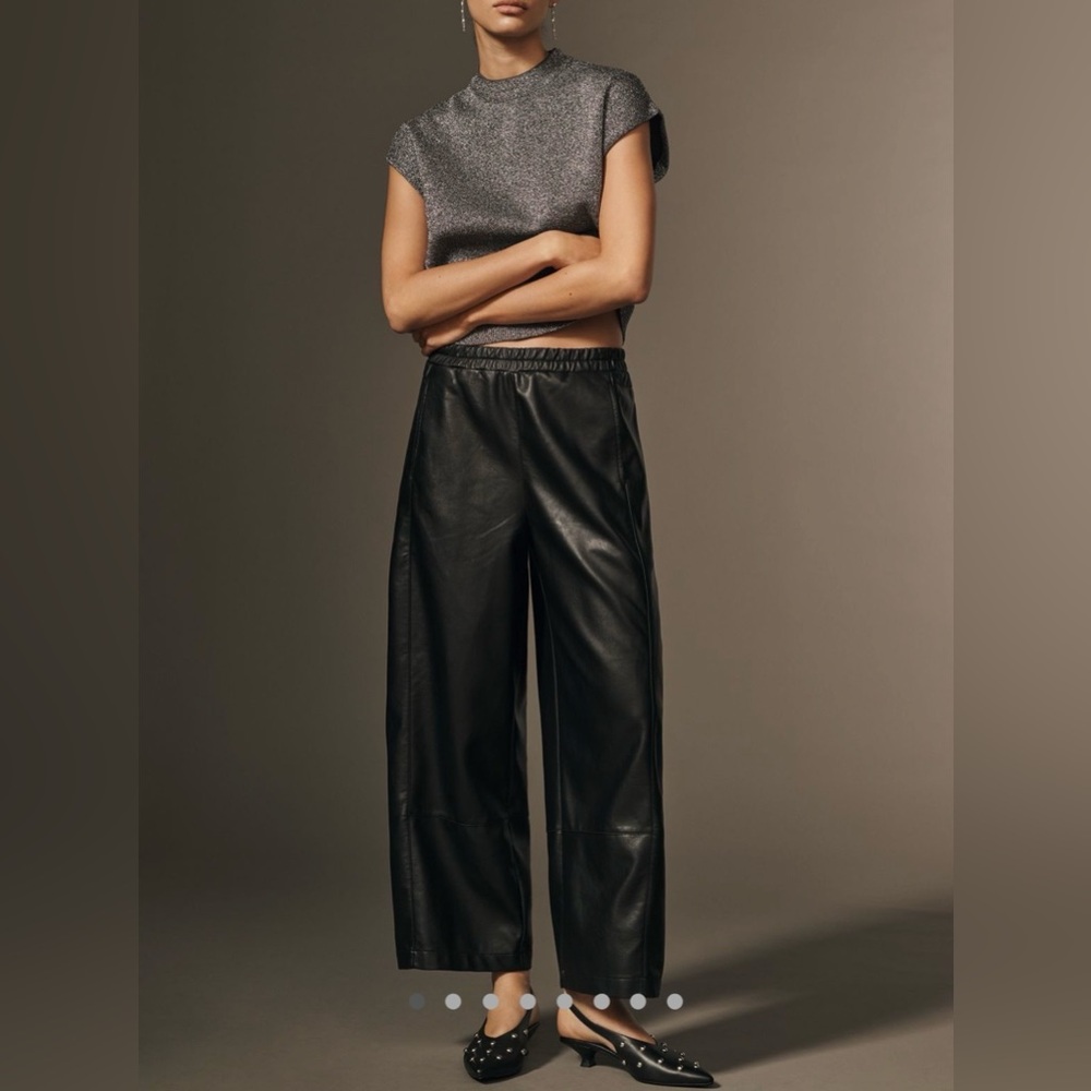 Anthropologie The Lizzie Relaxed Pull On Pants by Pilcro Leather Edition NWT!